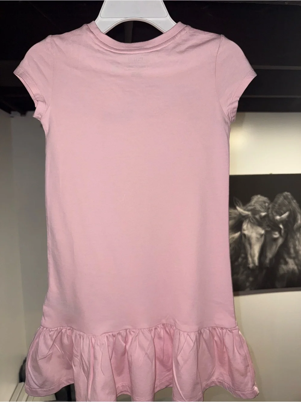 Ralph Lauren Light Pink Floral Logo Ruffle Hem Dress